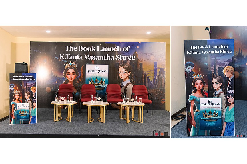 The stage setup for the book launch